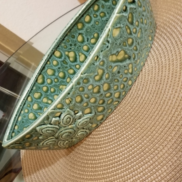 3 PIECE GREEN & GOLD MOSIAC CANDLE HOLDER/ BOWL/PLANTER, CANDLE BUNDLE SET - Picture 9 of 13